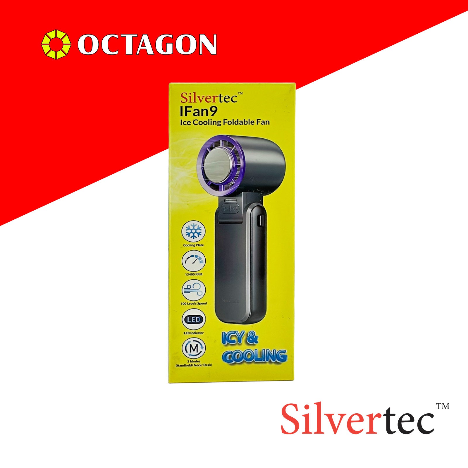 SILVERTEC SMX-IFAN9-GY ICE COOLING FOLDABLE FAN 3600MAH GREY (M79)
