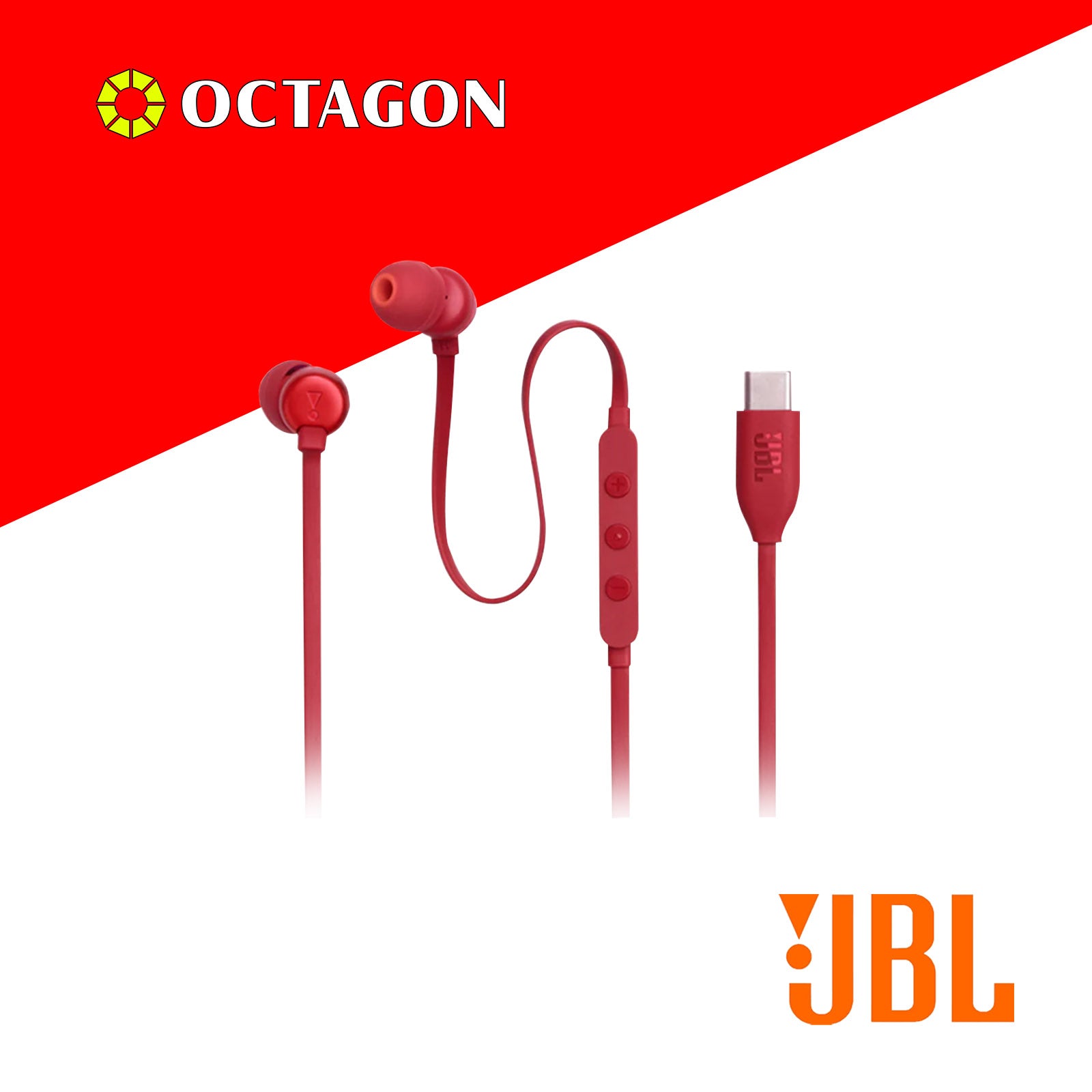 JBL T310C RED WIRED EARPHONES WITH MIC