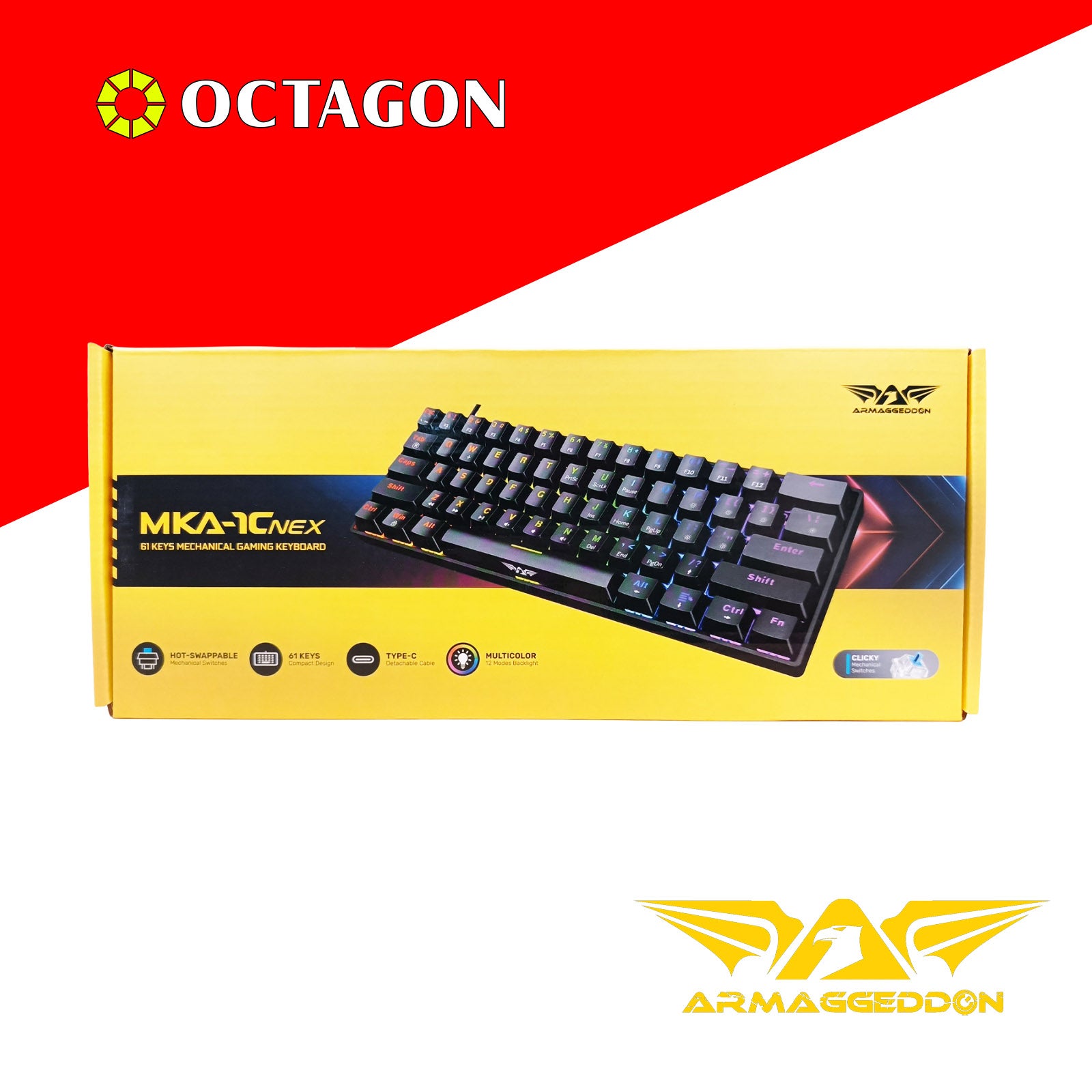 ARMAGGEDDON MKA-1C NEX (CLICKY) USB MECH KEYBOARD / 61 KEYS