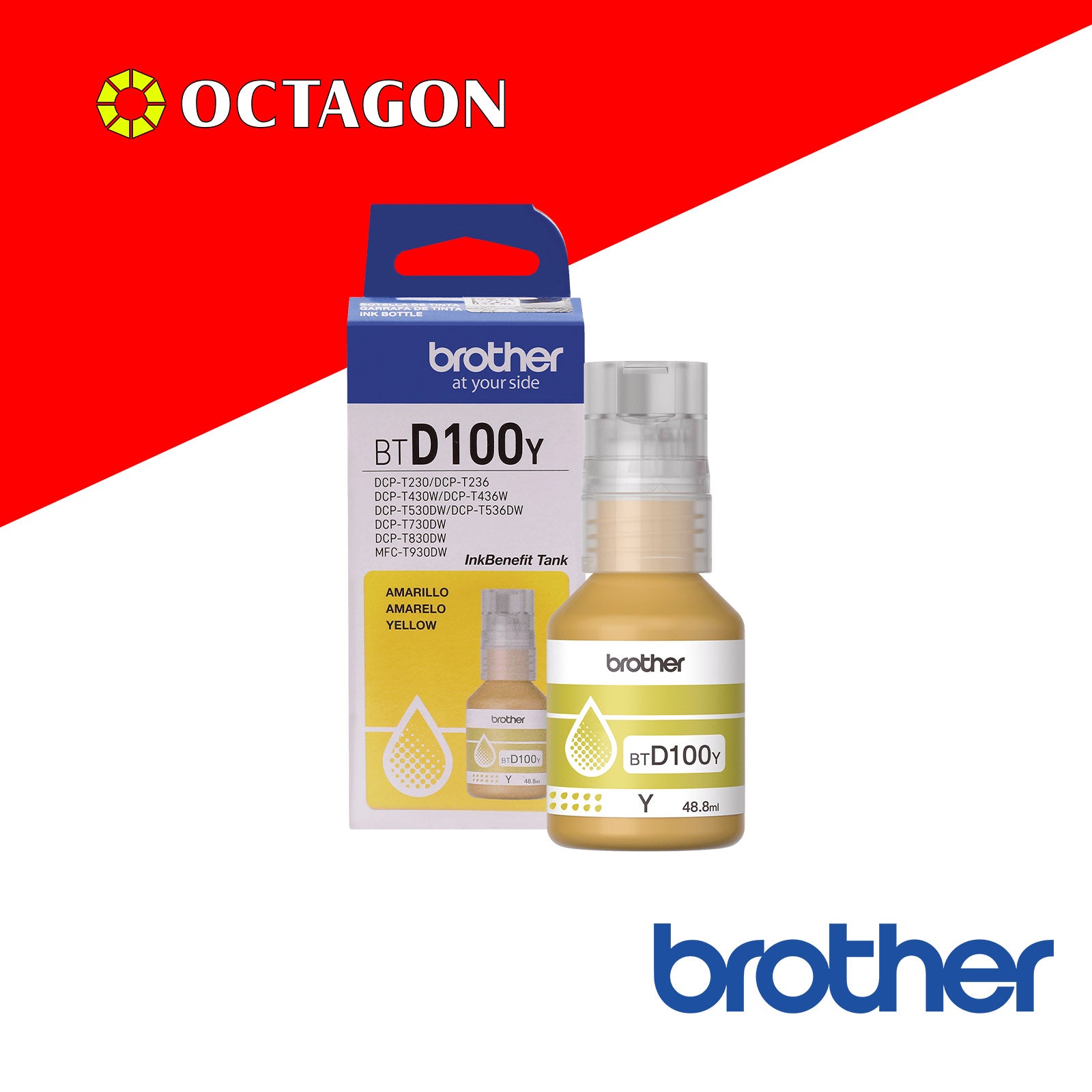 BROTHER BTD100 YELLOW/MAGENTA/CYAN INK BOTTLE