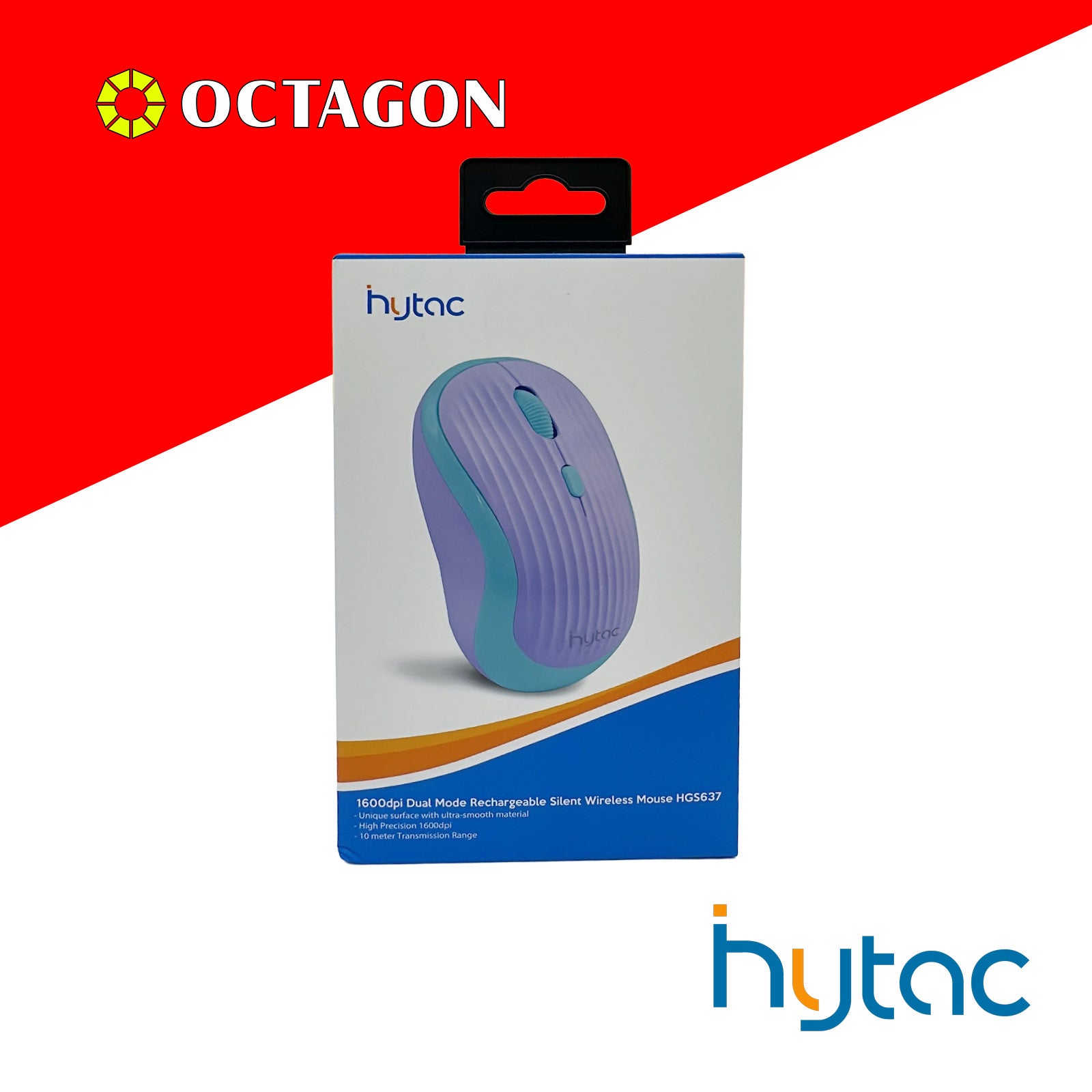 HYTAC HGS637 LILAC PURPLE 1600DPI DUAL MODE RECHARGEABLE SILENT WIRELESS MOUSE