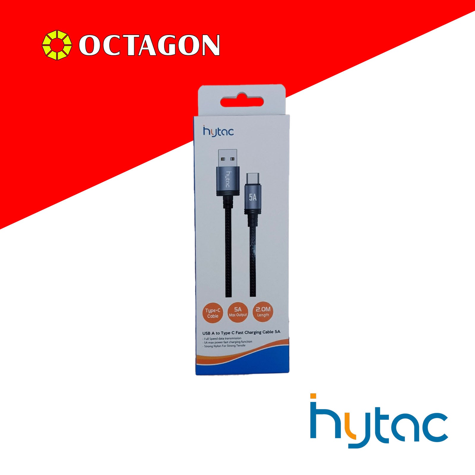 HYTAC HCC203C USB A TO TYPE C FAST CHARGING CABLE 5A 2M BLACK