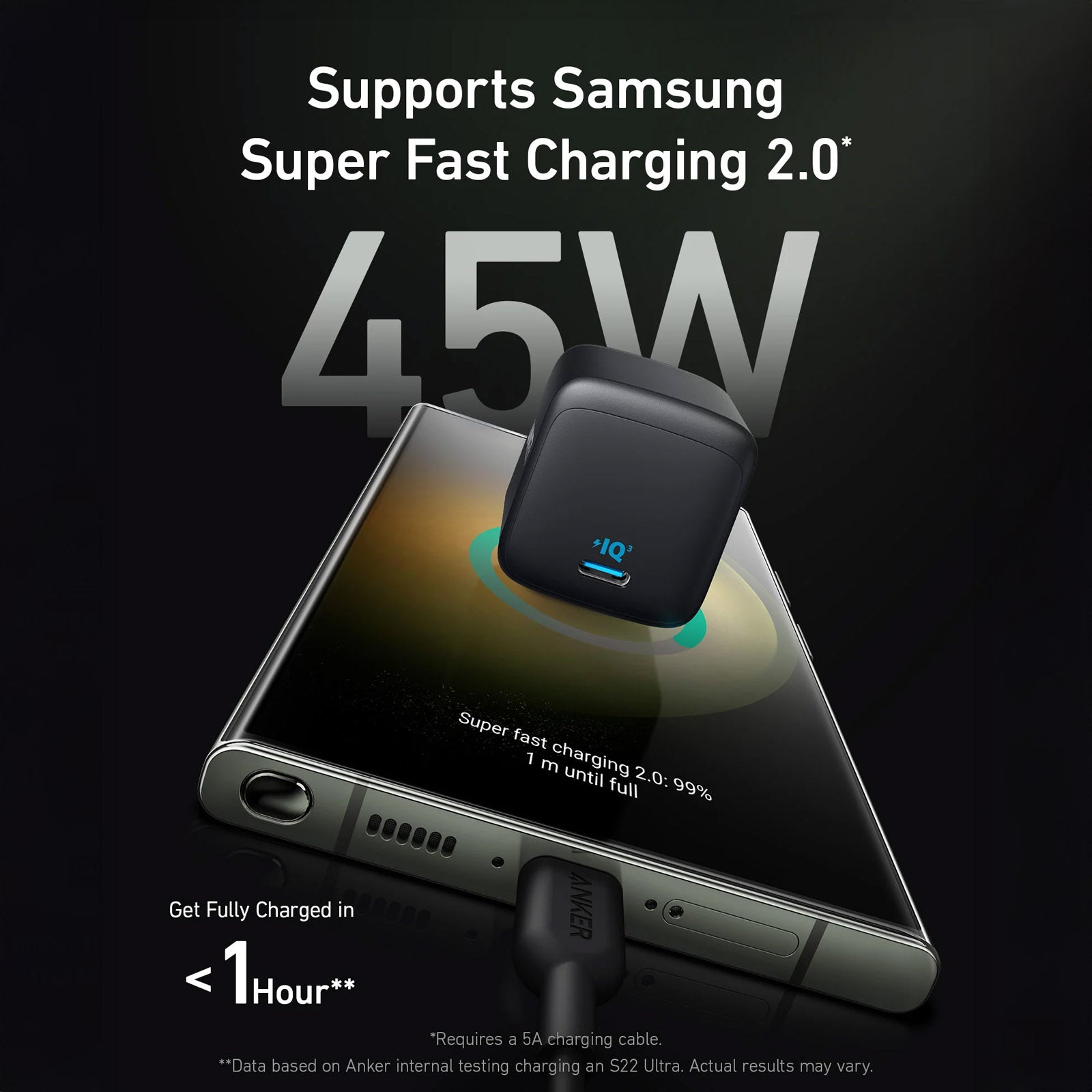 ANKER 313 45W USB C WALL CHARGER BLACK