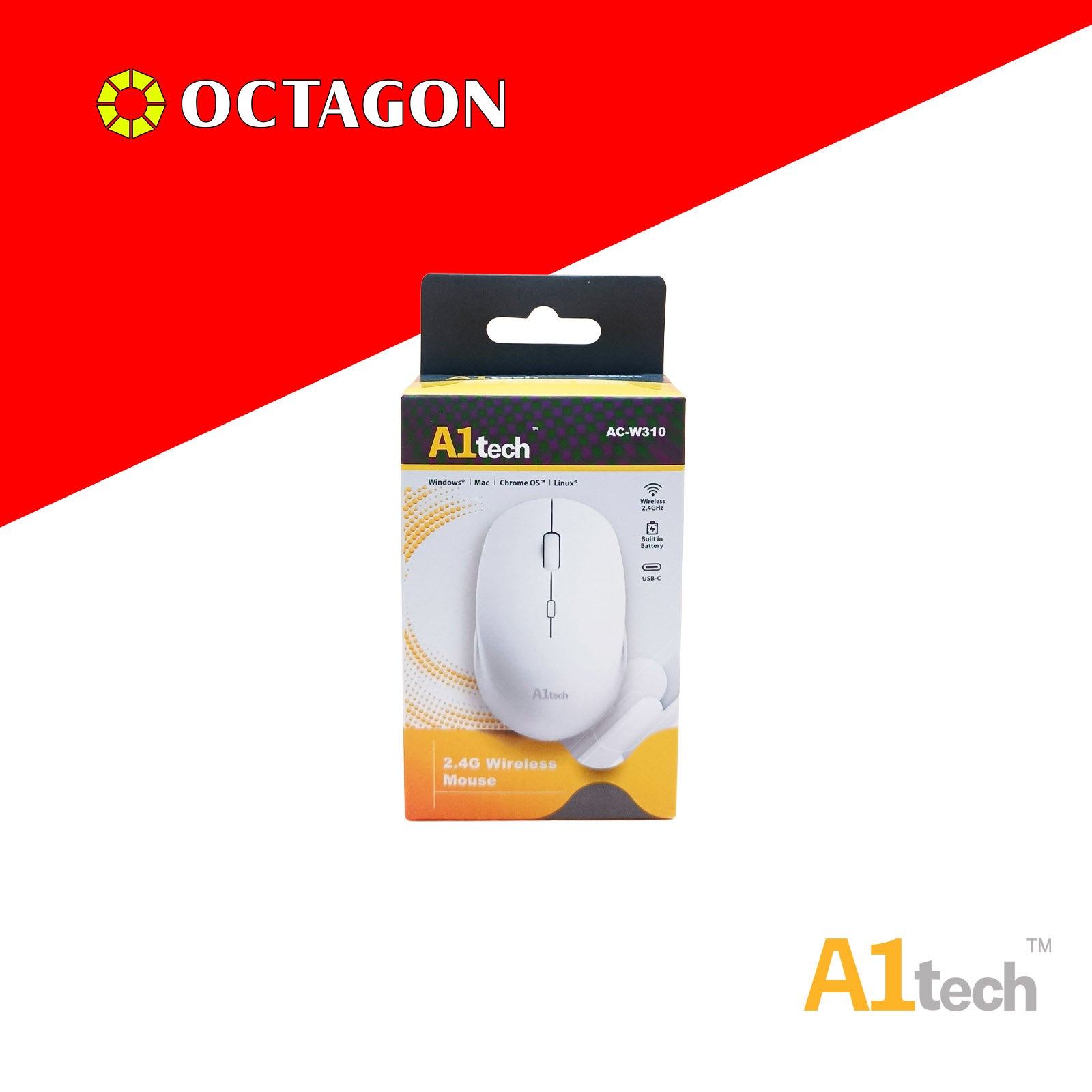 A1TECH AC-W310 2.4G RECHARGEABLE WIRELESS MOUSE 1600 DPI PINK/BLUE/WHITE/BLACK
