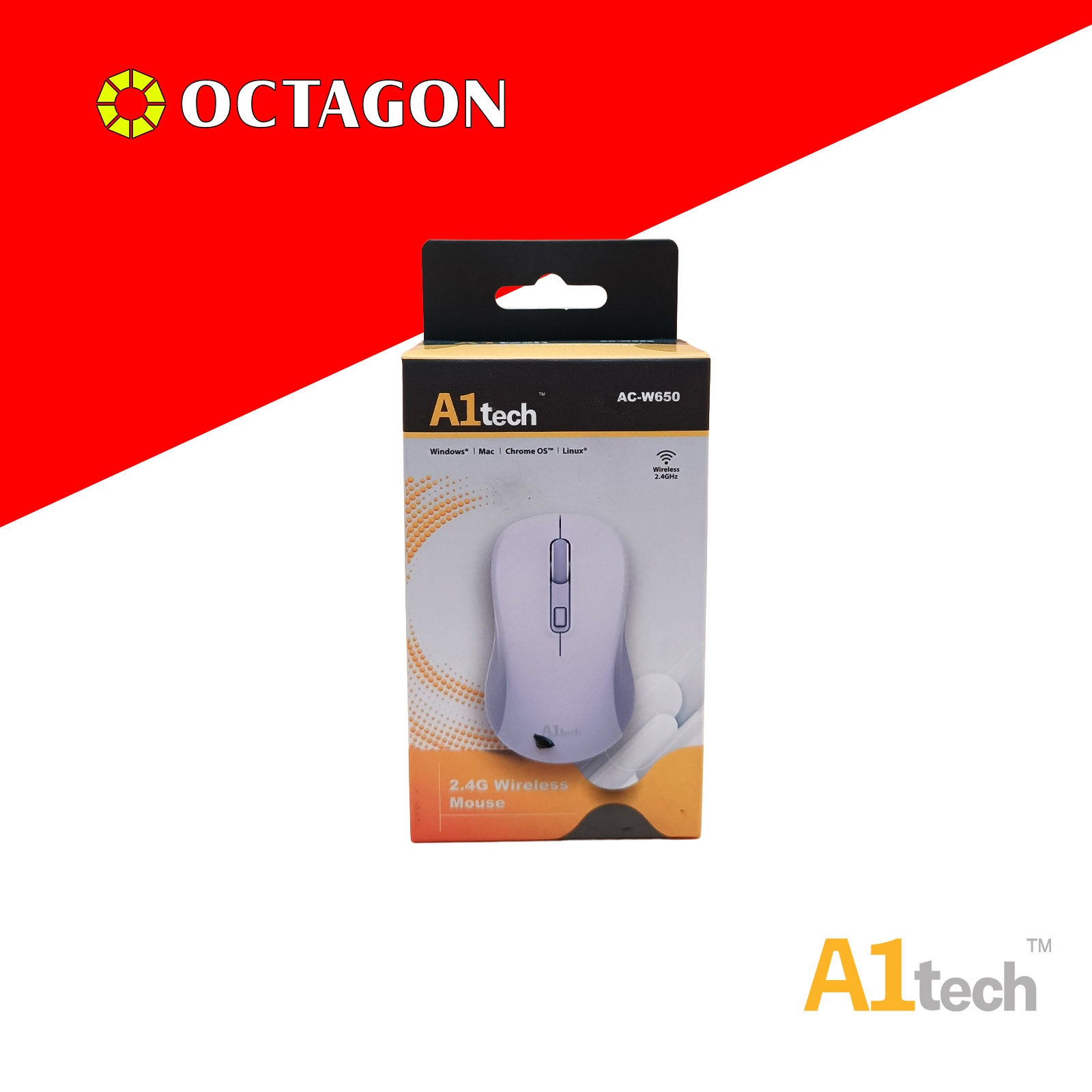 A1TECH AC-W650 2.4G WIRELESS MOUSE 1600 DPI WHITE GREY/PURPLE/PINK/GREY