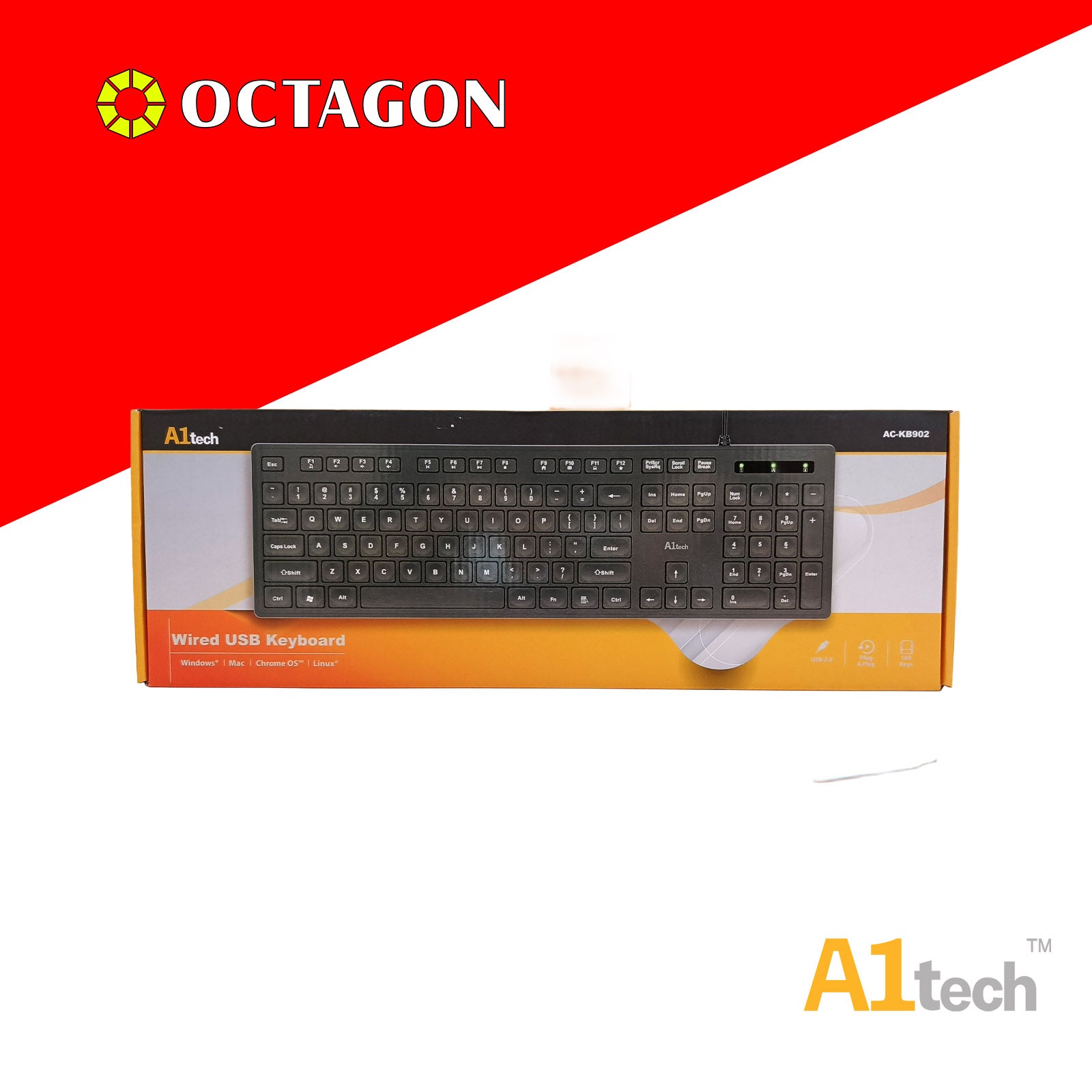 A1TECH AC-KB902-BK USB KEYBOARD 104 KEYS BLACK