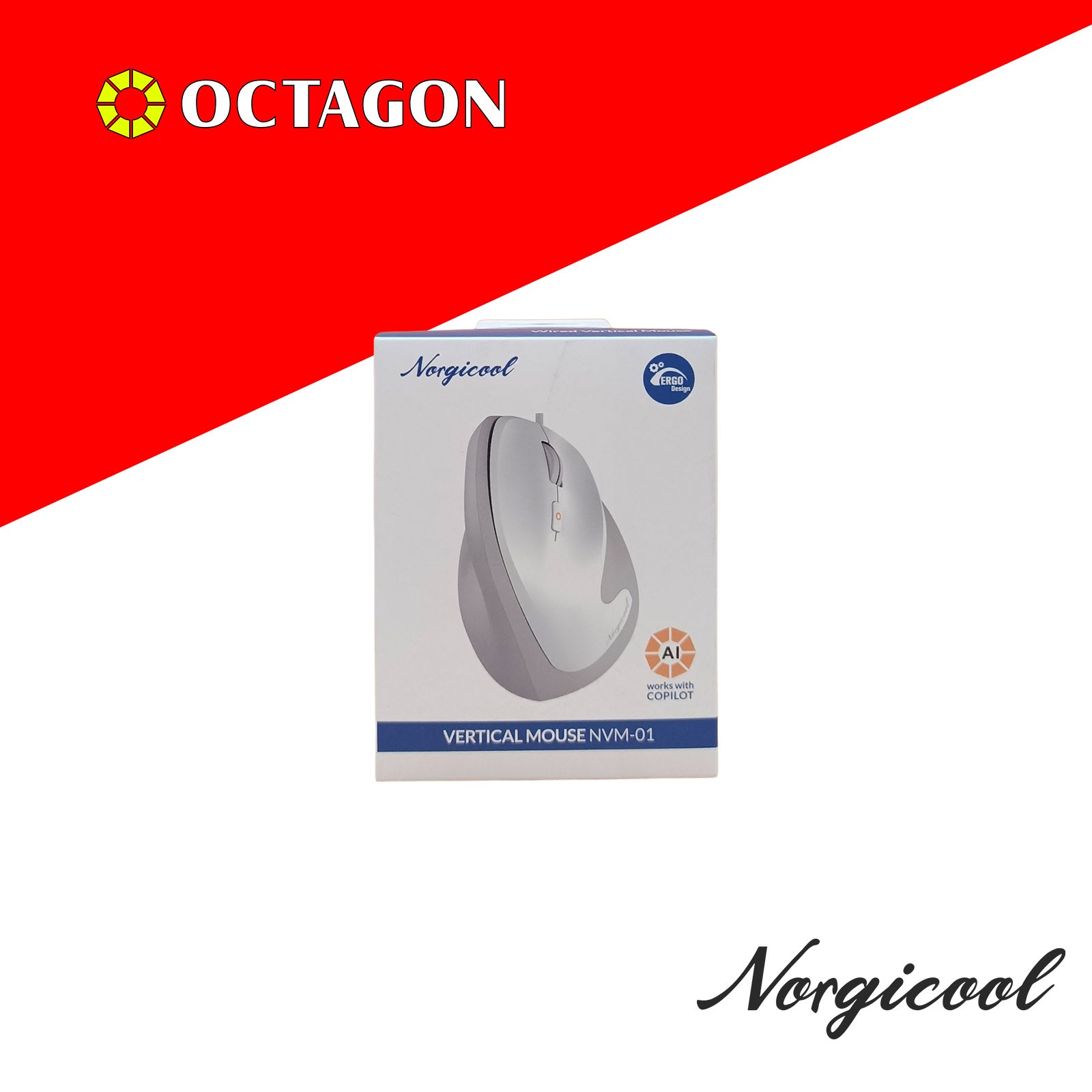 NORGICOOL NVM01 USB VERTICAL MOUSE BLACK/WHITE