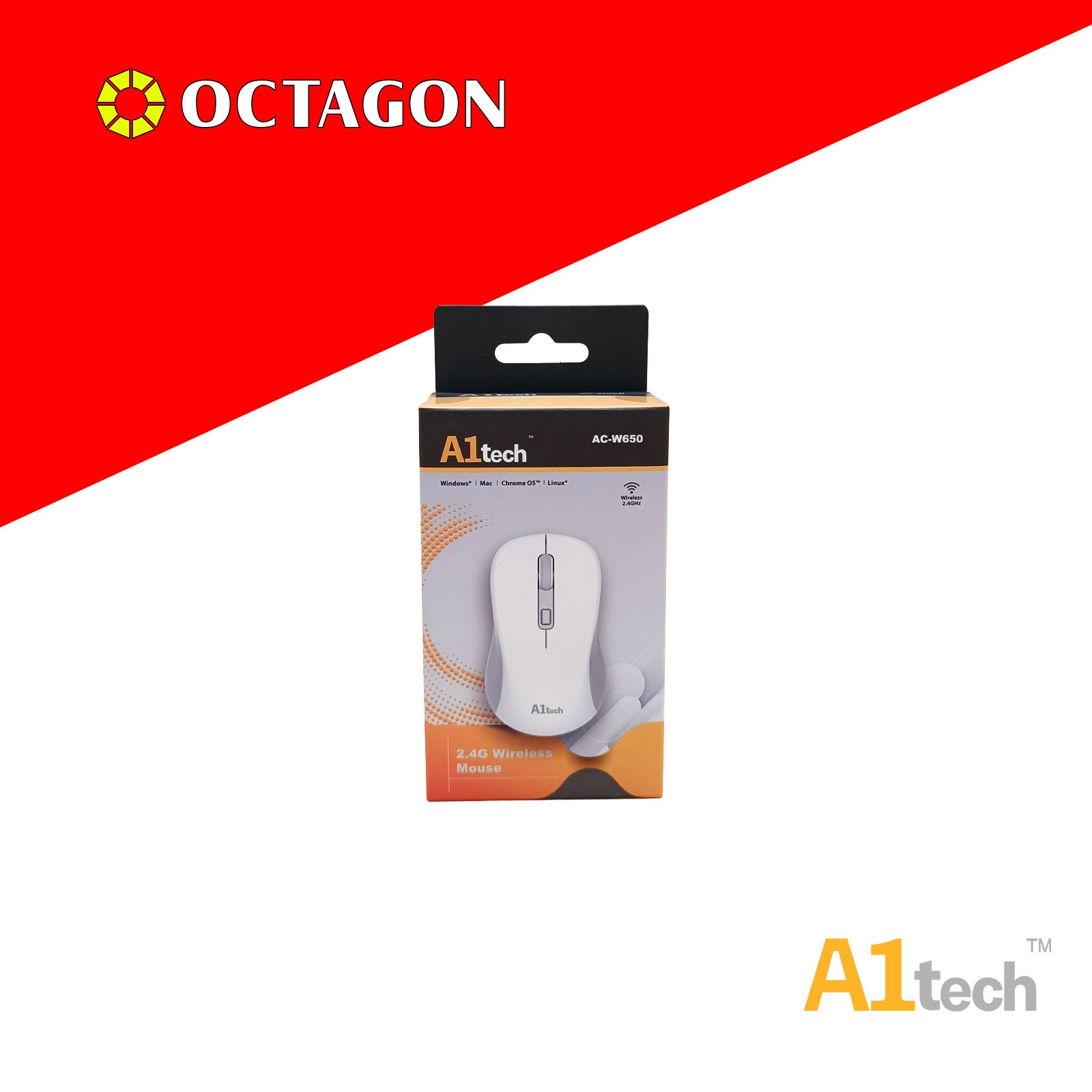 A1TECH AC-W650 2.4G WIRELESS MOUSE 1600 DPI WHITE GREY/PURPLE/PINK/GREY