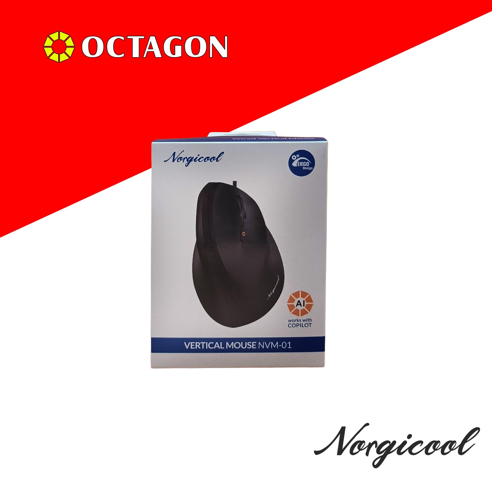 NORGICOOL NVM01 USB VERTICAL MOUSE BLACK/WHITE