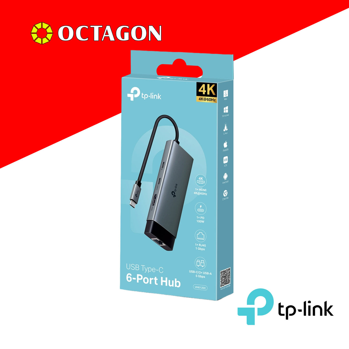 TPLINK UH6120C USB TYPE C 6 PORT HUB