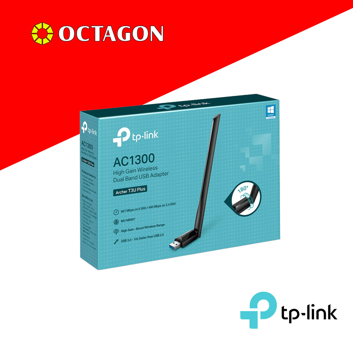 TPLINK ARCHER T3U PLUS AC1300 WIRELESS DUAL BAND USB ADAPTER