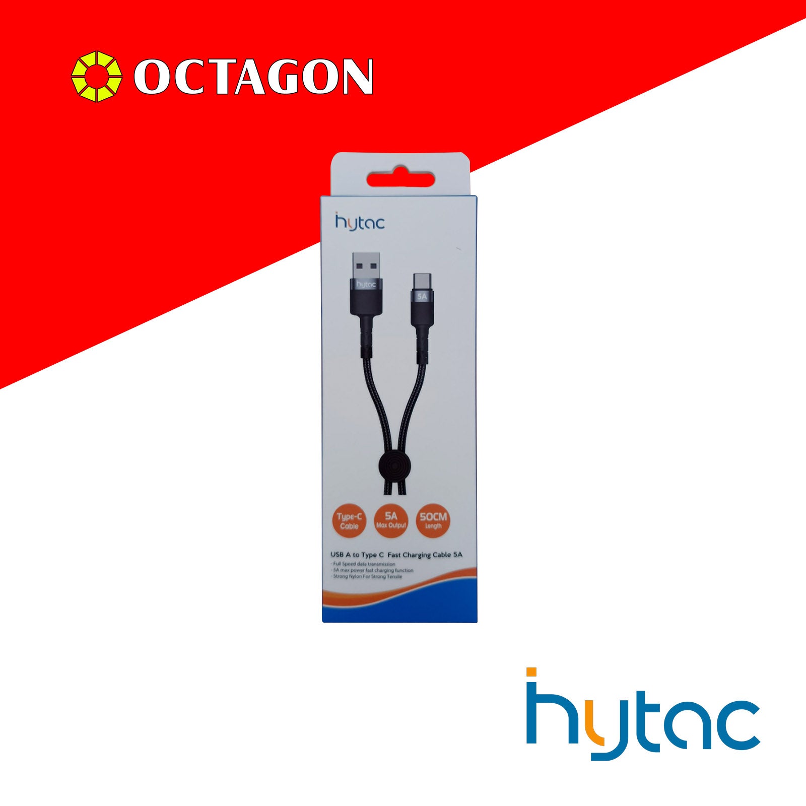 HYTAC HCC204C USB A TO TYPE C FAST CHARGING CABLE 5A 50CM BLACK