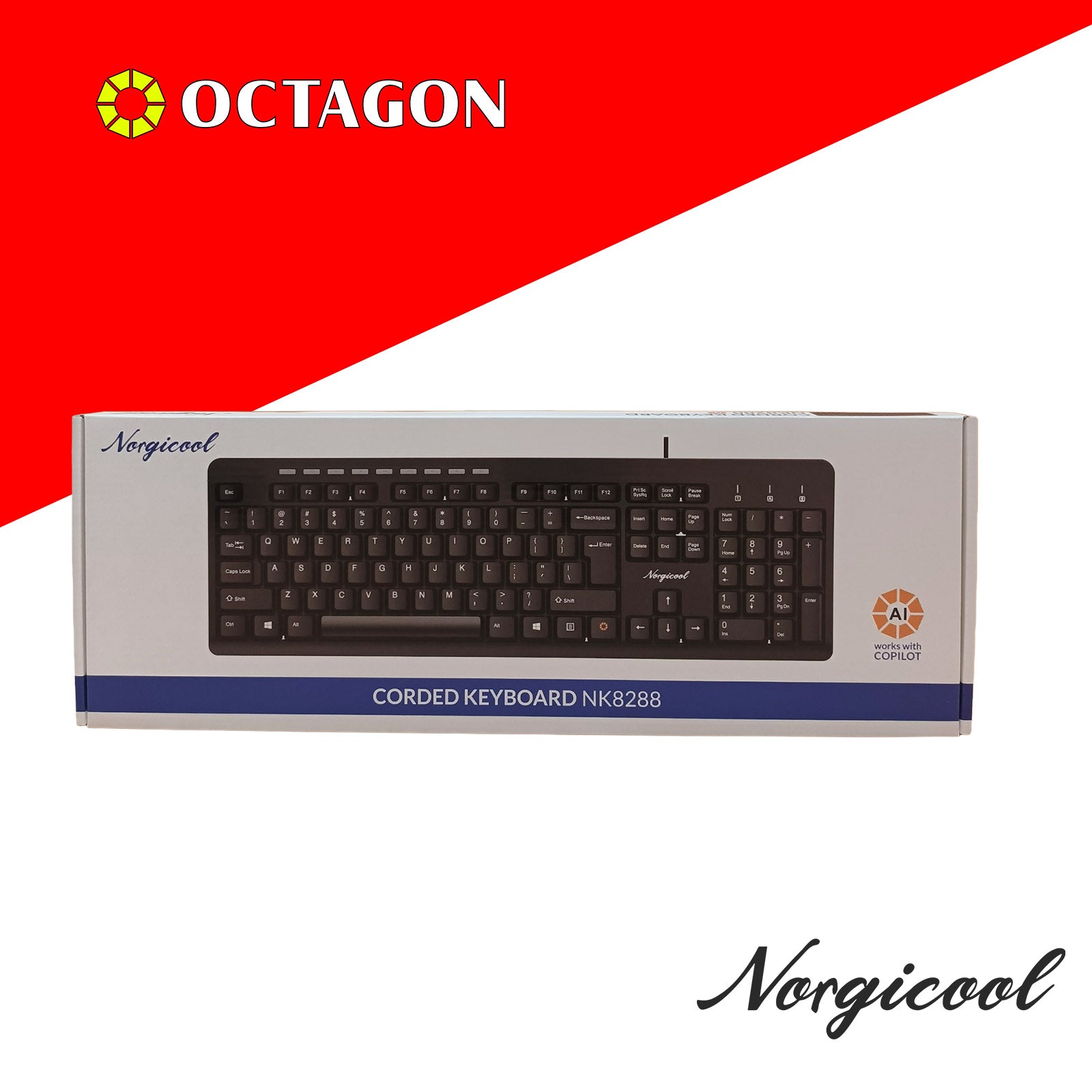 NORGICOOL NK8288I BLACK USB KEYBOARD 104 KEYS