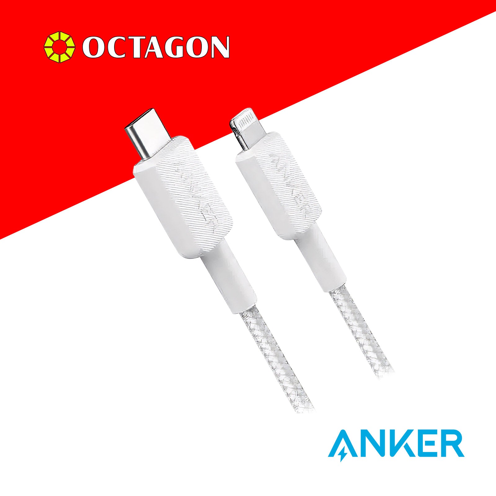 ANKER 322 A81B5H21 WHITE USB-C TO LIGHTNING CABLE 3FT BRAIDED