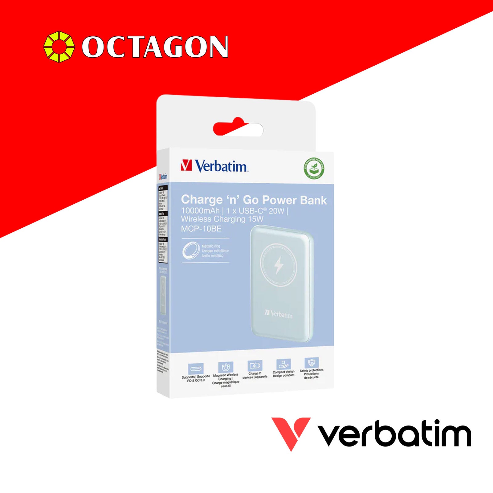 VERBATIM 32247 MAGNETIC WL 10000 MAH POWER PACK MCP - PD 20W MWC 15W BLUE