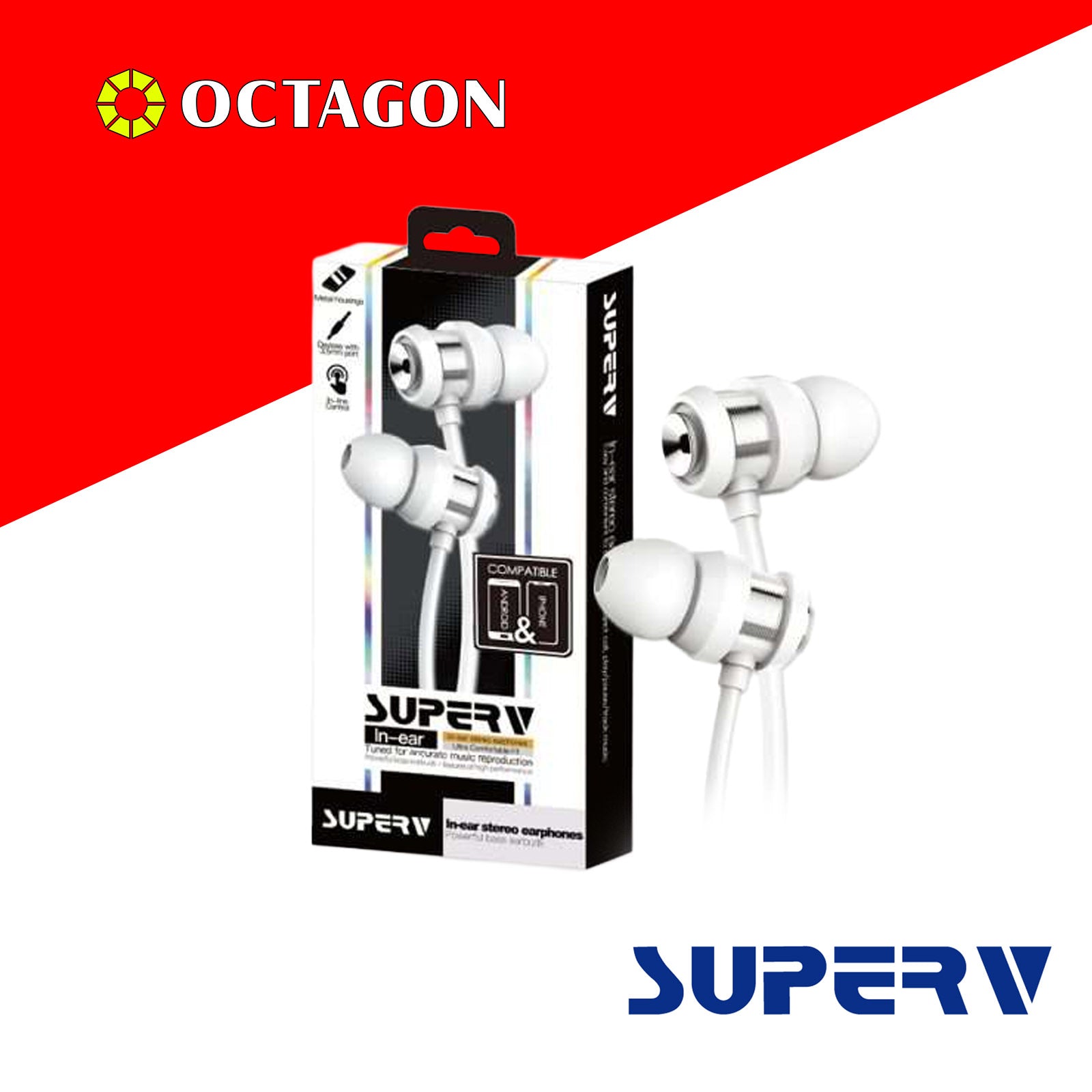 SUPERV EP04-In-ear Headphone with Mic & Inline Control ,120cm
