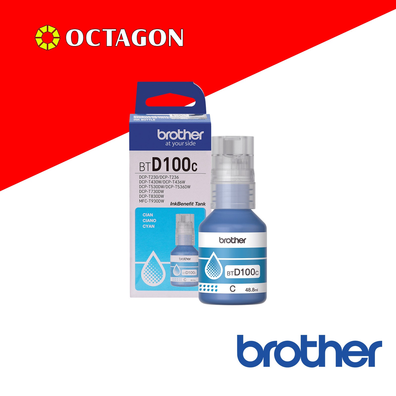 BROTHER BTD100 YELLOW/MAGENTA/CYAN INK BOTTLE