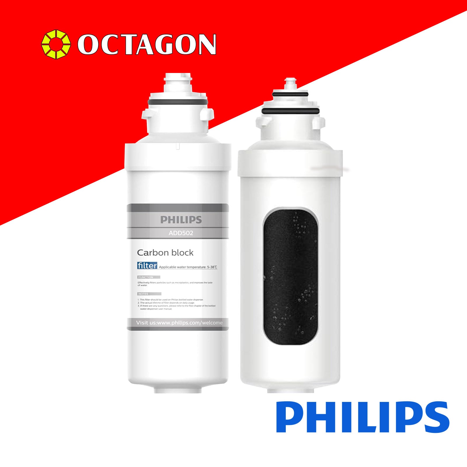 PHILIPS WATER ADD502 CARBON BLOCK GALLON DISPENSER REPLACEMENT FILTER 4000L 12MOS