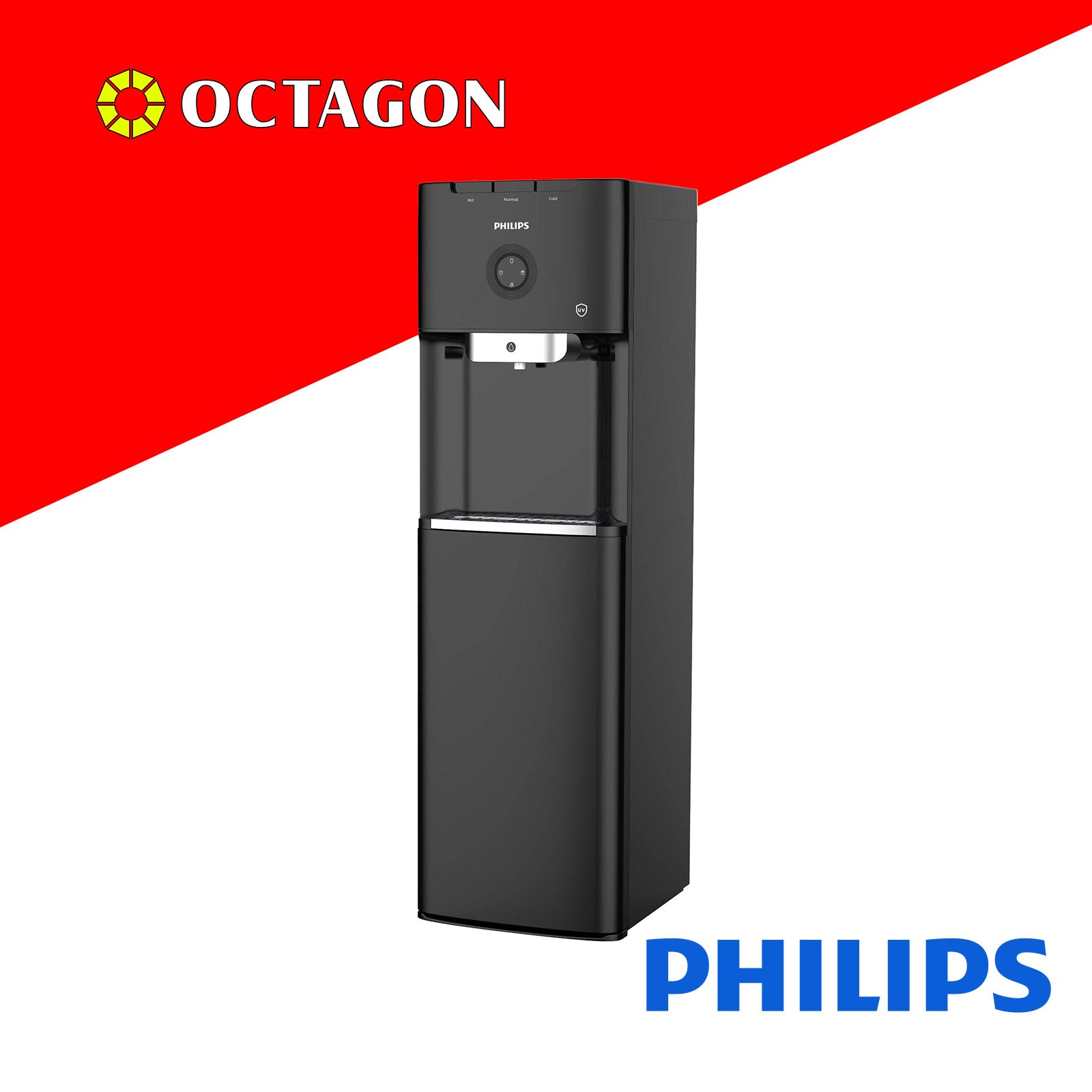 PHILIPS WATER ADD4968BK/56 BLACK BOTTOM LOAD UV + FILTER GALLON WATER DISPENSER 1 NOZZLE HOT/AMBIENT/COLD WITH CHILD LOCK