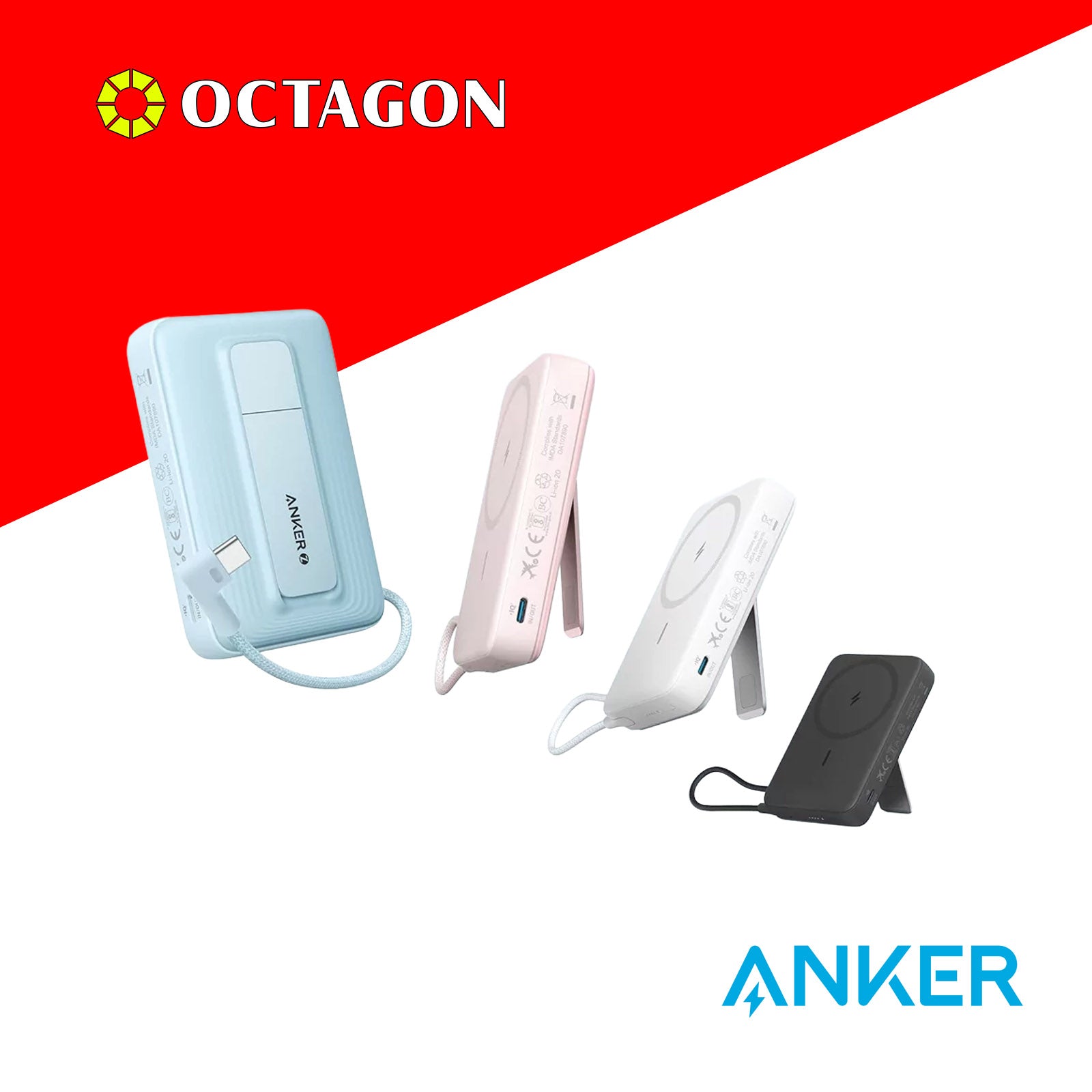 ANKER ZOLO A1685H31 BLUE 10K POWERBANK 30W BUILT-IN USB-C CABLE