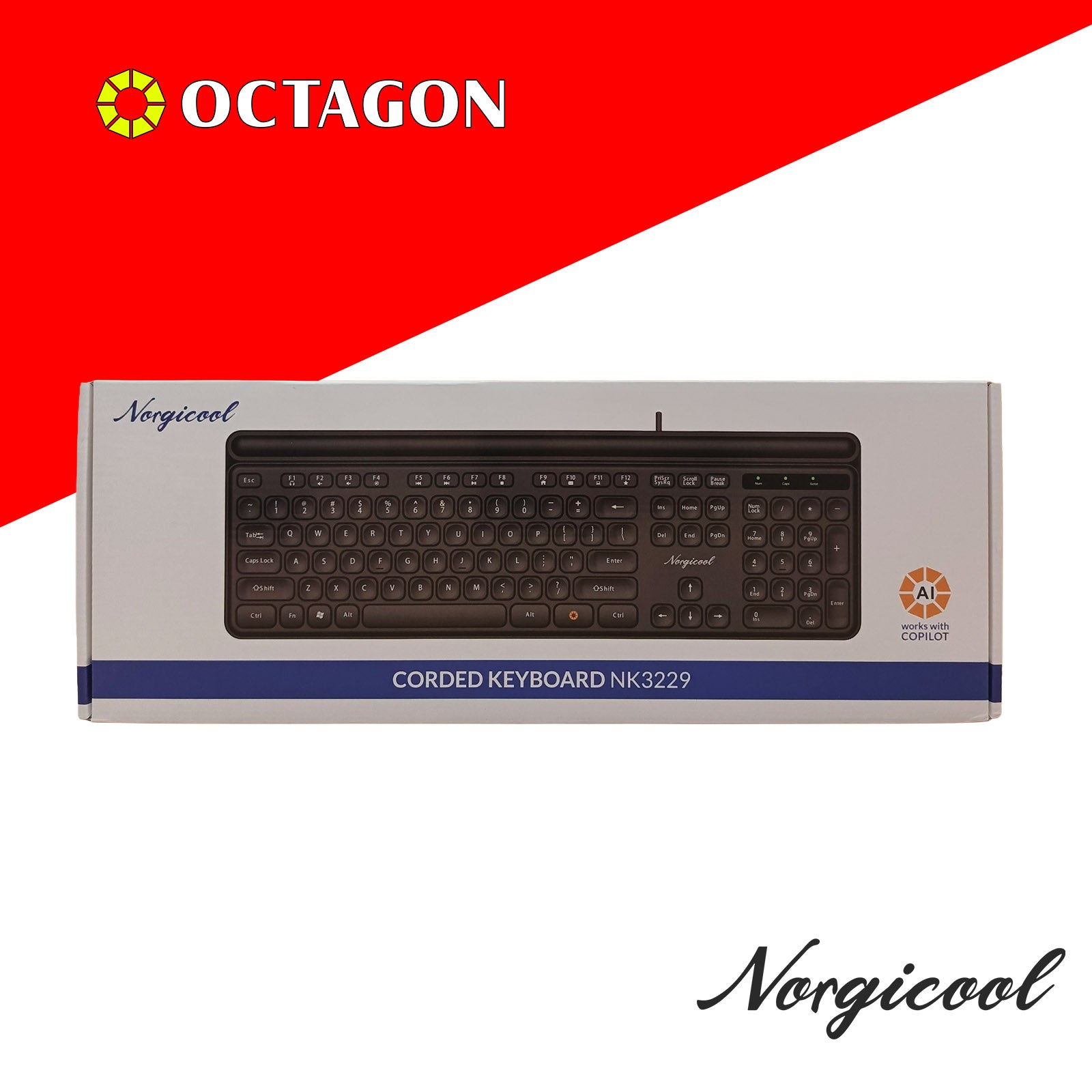 NORGICOOL NK3229I BLACK USB KEYBOARD 104 KEYS
