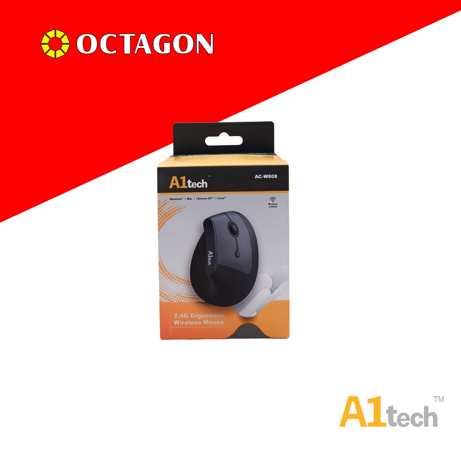 A1TECH AC-W808-WH 2.4G ERGONOMIC WIRELESS MOUSE 1600 DPI WHITE/BLACK
