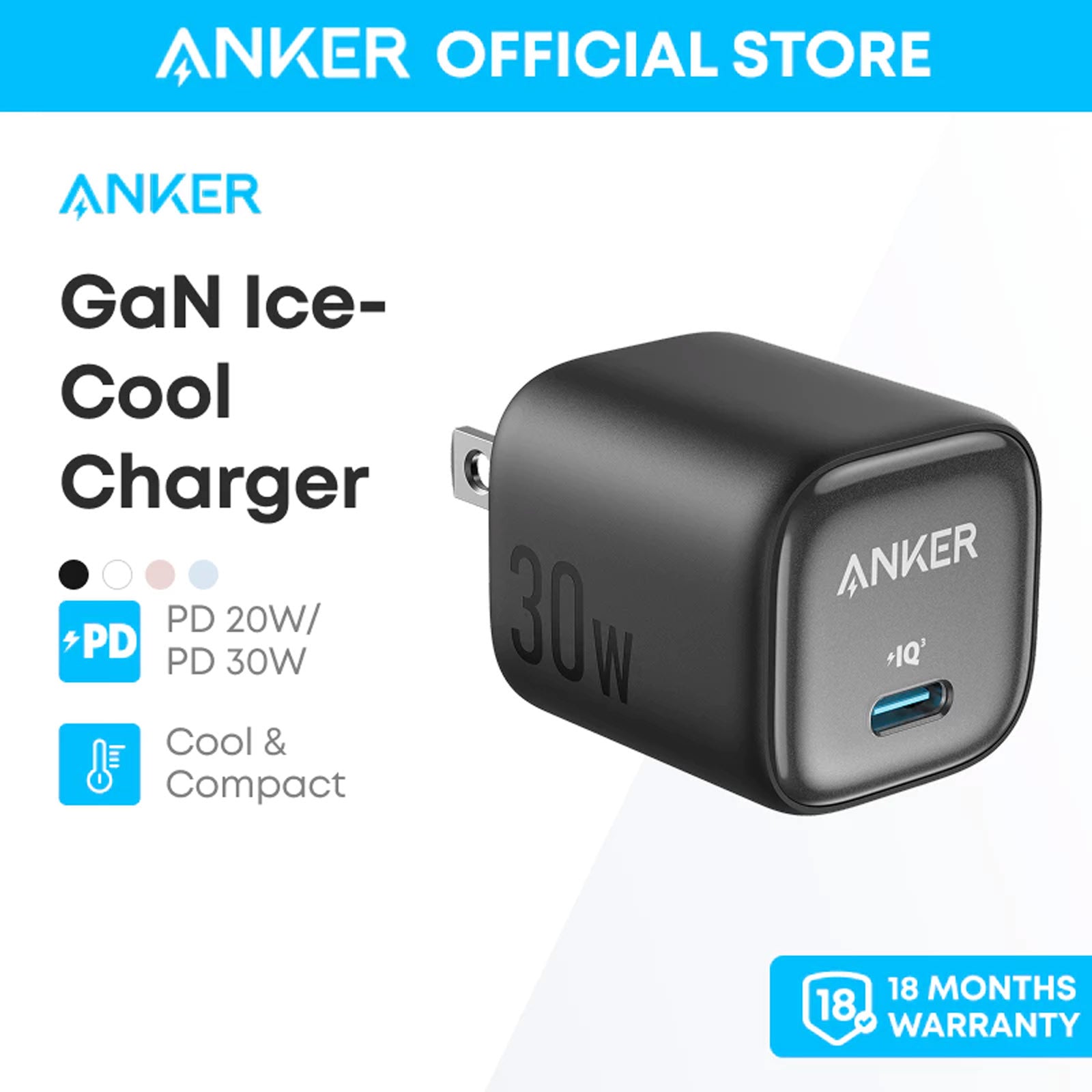 ANKER ZOLO A2698121 WHITE CHARGER 30W 1C