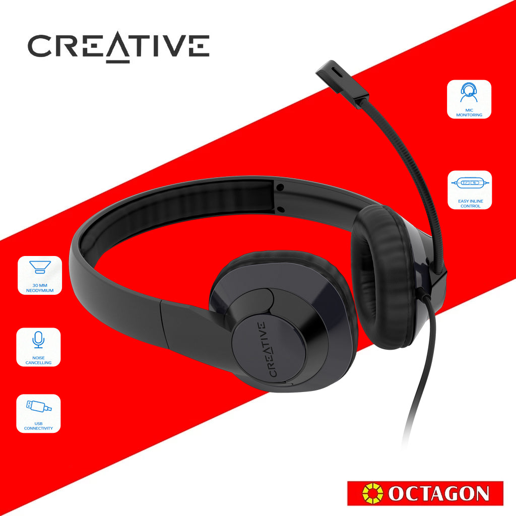 CREATIVE HS-720 V2 EF0960 HEADSET USB NOISE CANCELLING CONDENSER MIC