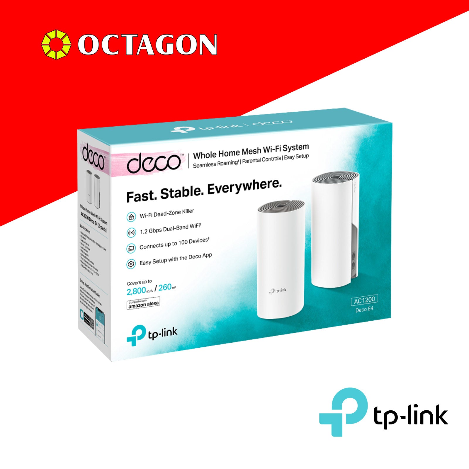 TPLINK DECO E4 (2 PACK) AC1200 WHOLE HOME MESH WI-FI SYSTEM MESH ROUTER