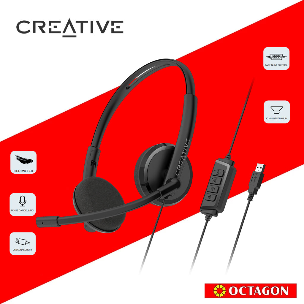 CREATIVE HS-220 HEADSET USB NOISE CANCELLING CONDENSER MIC