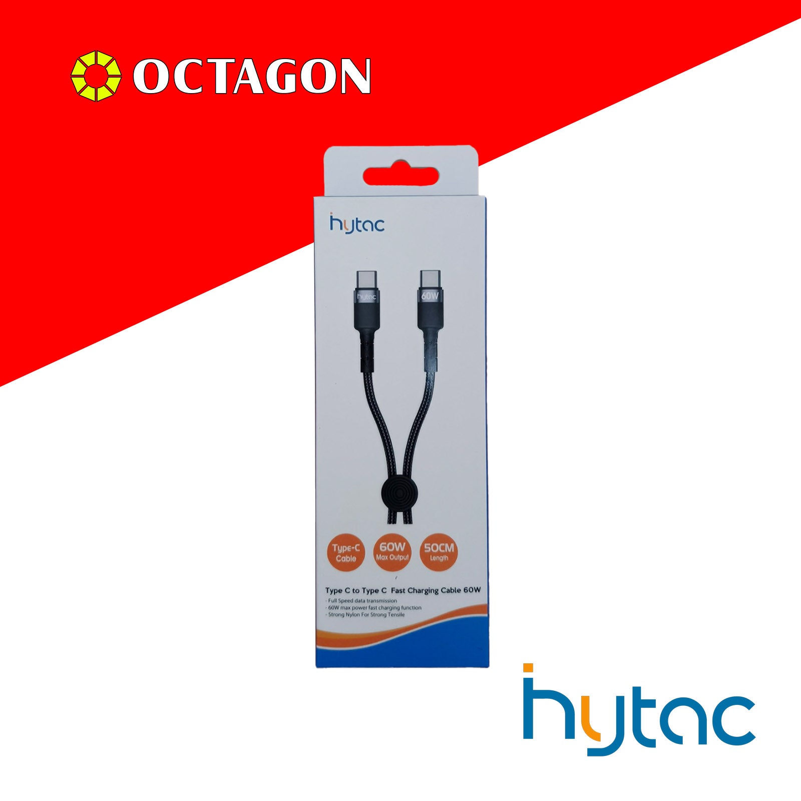 HYTAC HCC204CC TYPE C TO TYPE C FAST CHARGING CABLE 60W 50CM BLACK