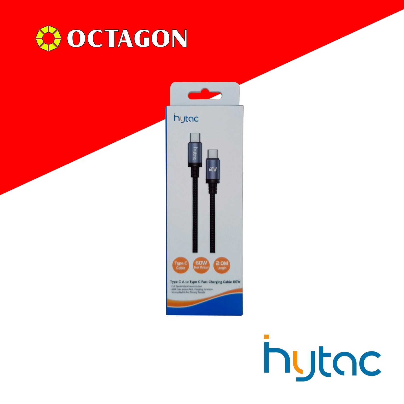 HYTAC HCC203CC TYPE C TO TYPE C FAST CHARGING CABLE 60W 2M BLACK