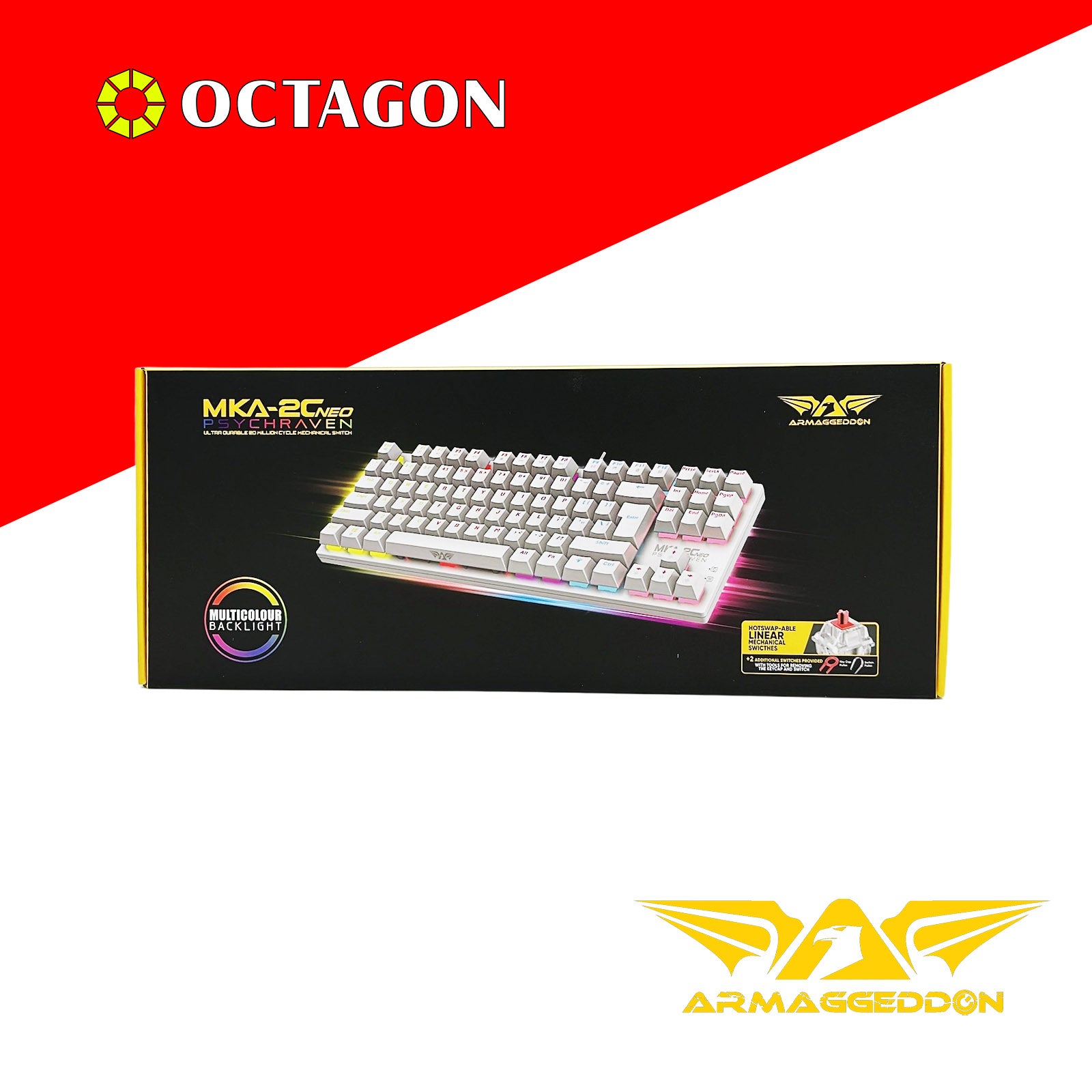ARMAGGEDDON MKA-2C NEO WHITE (LINEAR) USB 87 KEYS GAMING KEYBOARDS/HOT SWAP