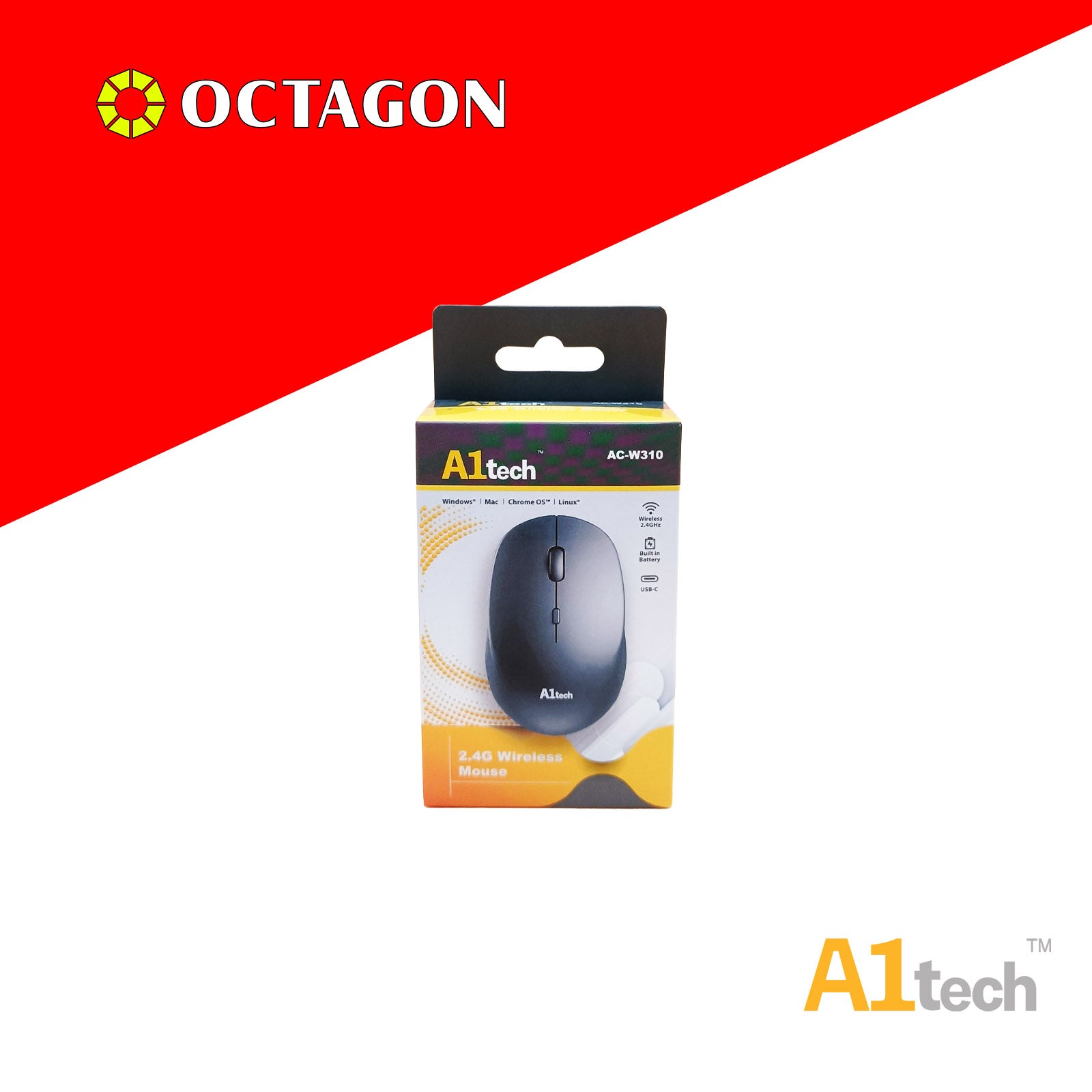 A1TECH AC-W310 2.4G RECHARGEABLE WIRELESS MOUSE 1600 DPI PINK/BLUE/WHITE/BLACK