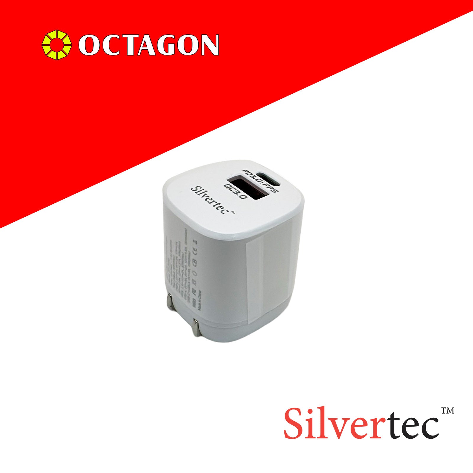 SILVERTEC SH-GW35-WH 35W 2-USB-C/A QC 3.0 PD GAN WALL CHARGER WHITE US PLUG