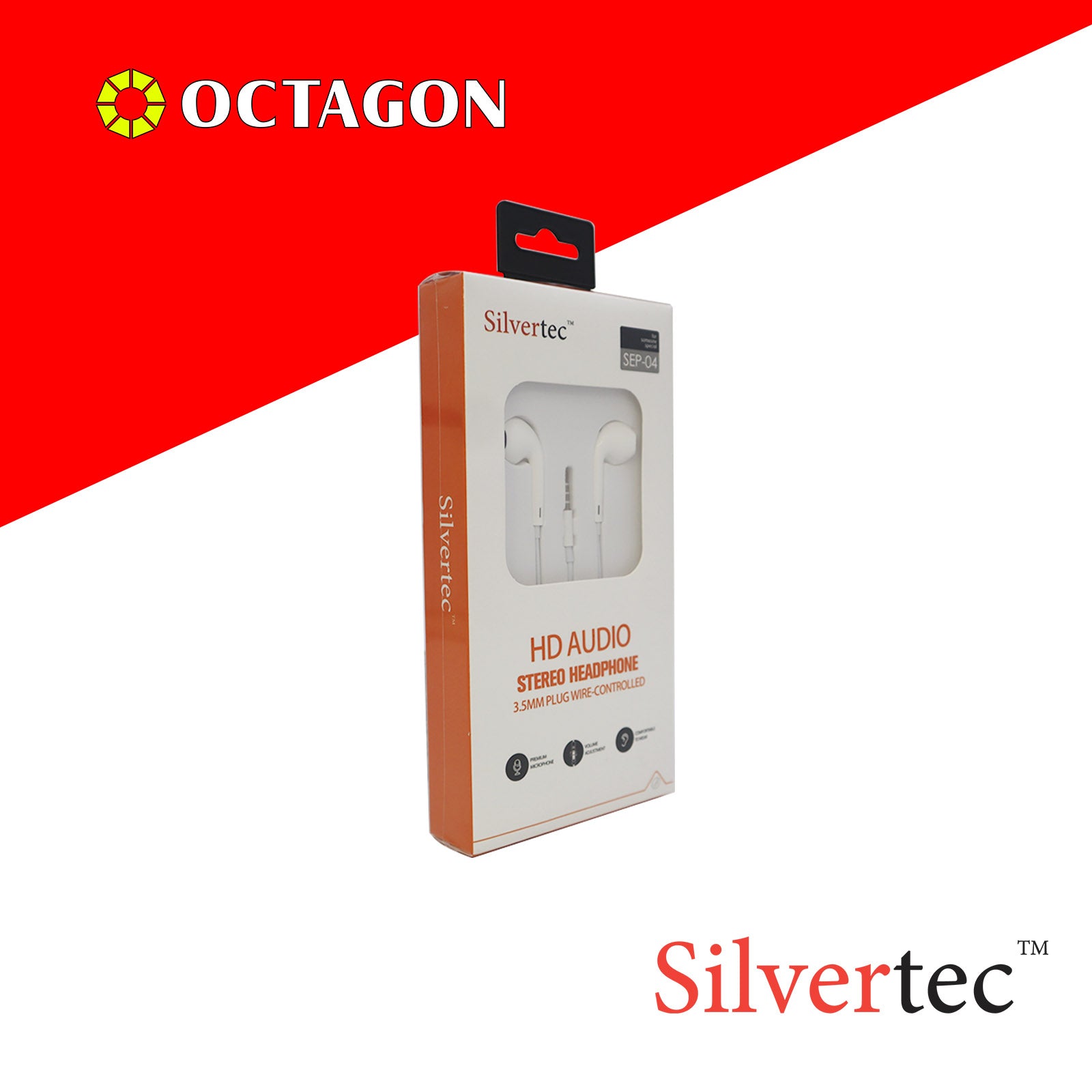 SILVERTEC SEP-04-BK/WH WITH MIC CONTROLLER EARPHONE 3.5MM AUX