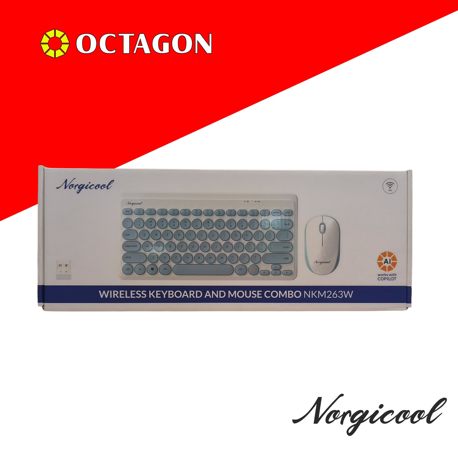 NORGICOOL NKM263W-BLI 2.4G WIRELESS MINI COMBO WHITE/BLUE