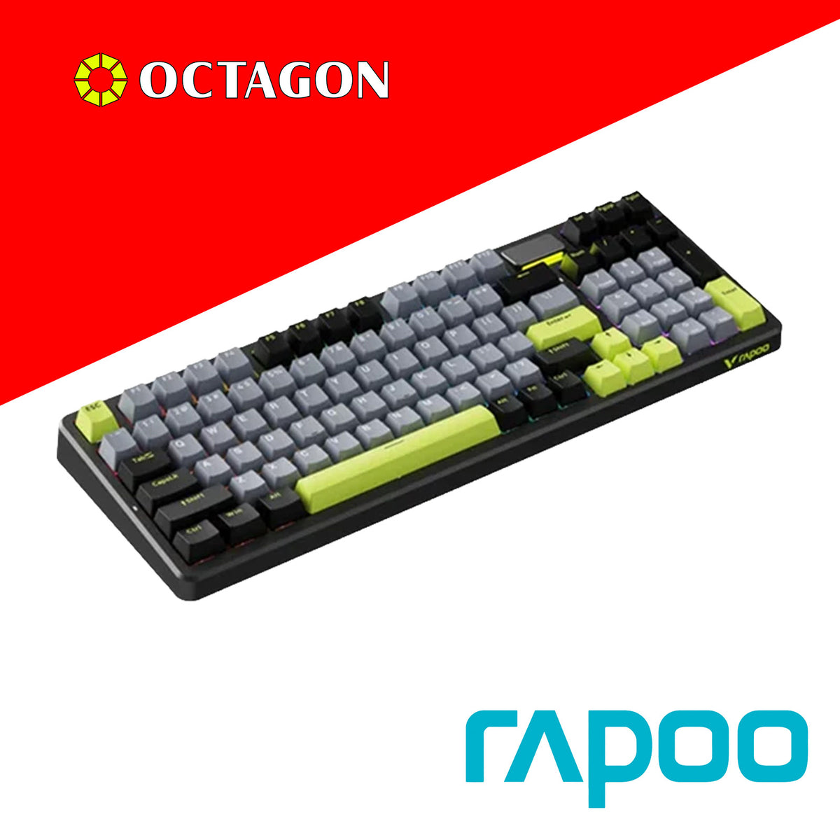 RAPOO V700DIY-98 BLACK GREY GREEN FULL BACKLIT MECHANICAL GAMING KEYBOARD