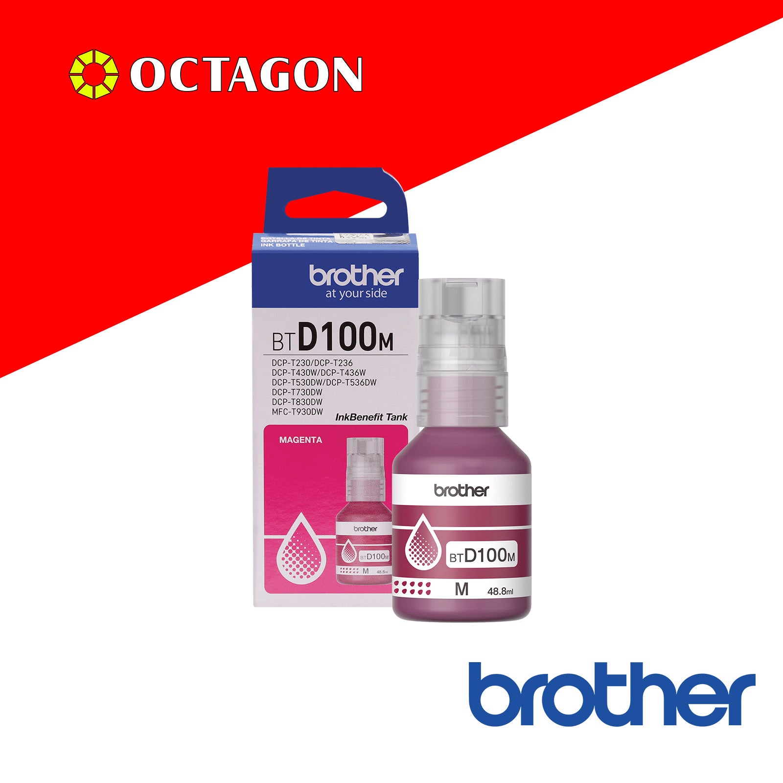 BROTHER BTD100 YELLOW/MAGENTA/CYAN INK BOTTLE
