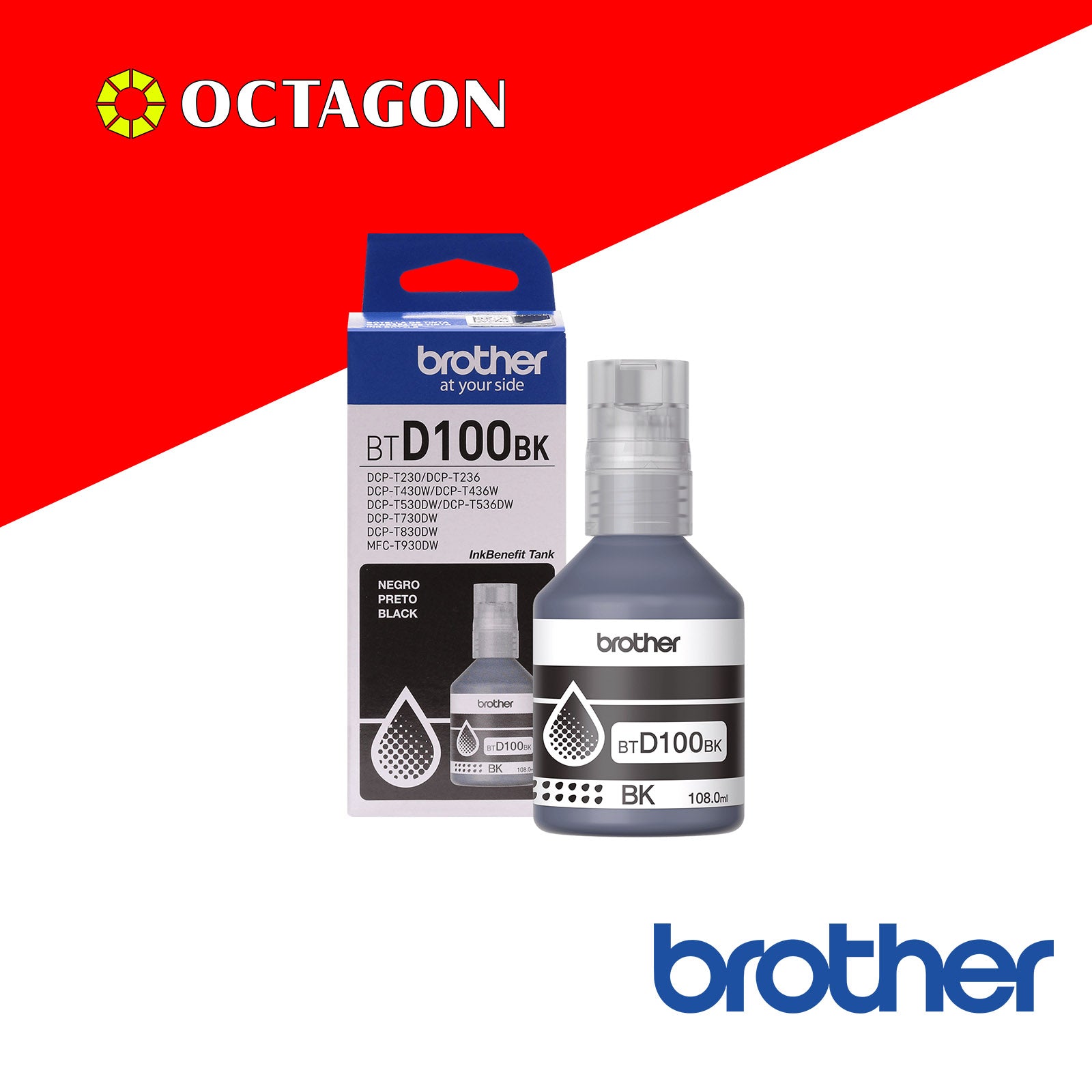 BROTHER BTD100BK BLACK INK BOTTLE