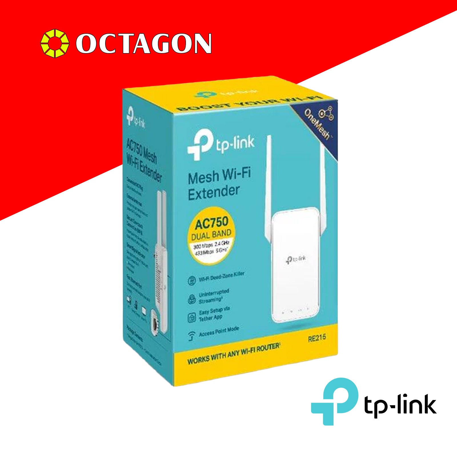 TPLINK RE215 AC750 MESH DUAL BAND WI-FI RANGE EXTENDER WIFI REPEATER