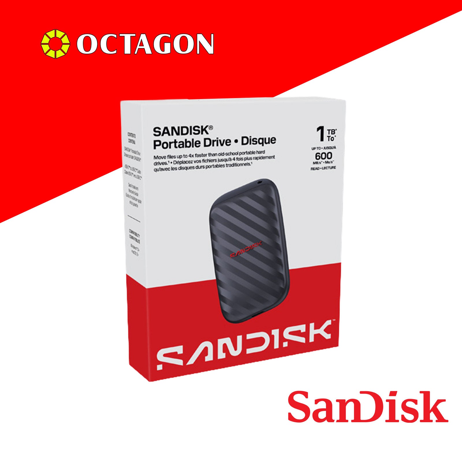 SANDISK E10 1TB BLACK PORTABLE SSD (SDSSDE10-1T00-G25)