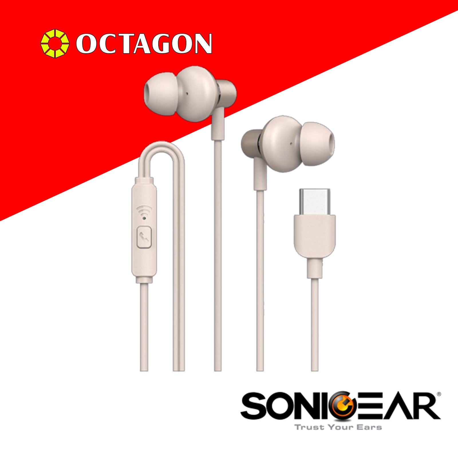 SONIC GEAR HYPERBASS BUDS 1 TYPE-C CHAMPAGNE/GUN METAL/BLACK EARPHONE