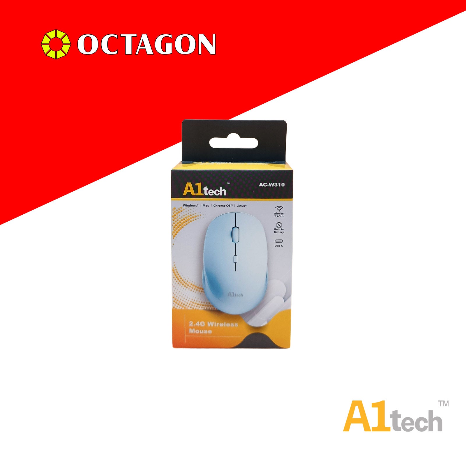 A1TECH AC-W310 2.4G RECHARGEABLE WIRELESS MOUSE 1600 DPI PINK/BLUE/WHITE/BLACK