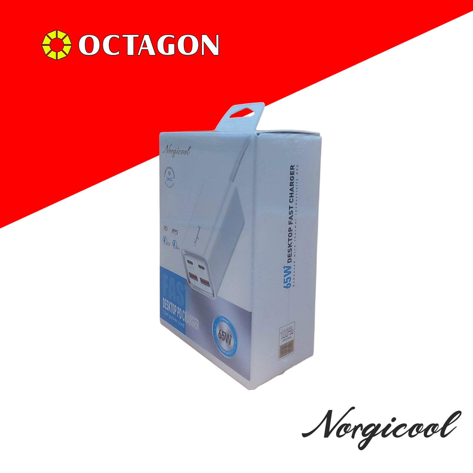 NORGICOOL NA4610C 65W 4-PORT PD DESKTOP CHARGER 2-USB-A & 2-USB-C 1.5M