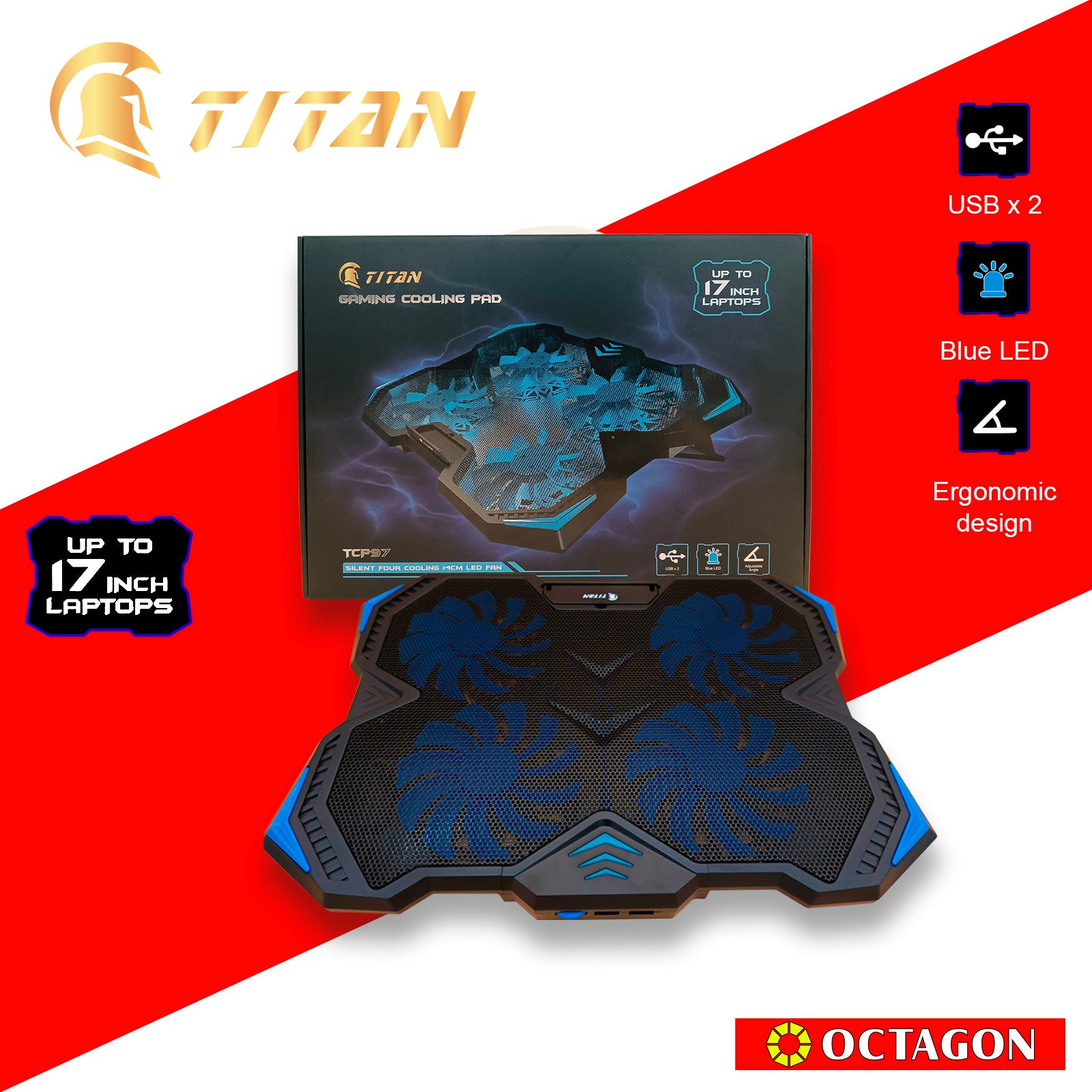 TITAN TCP97 17 NOTEBOOK COOLER BLUE LED