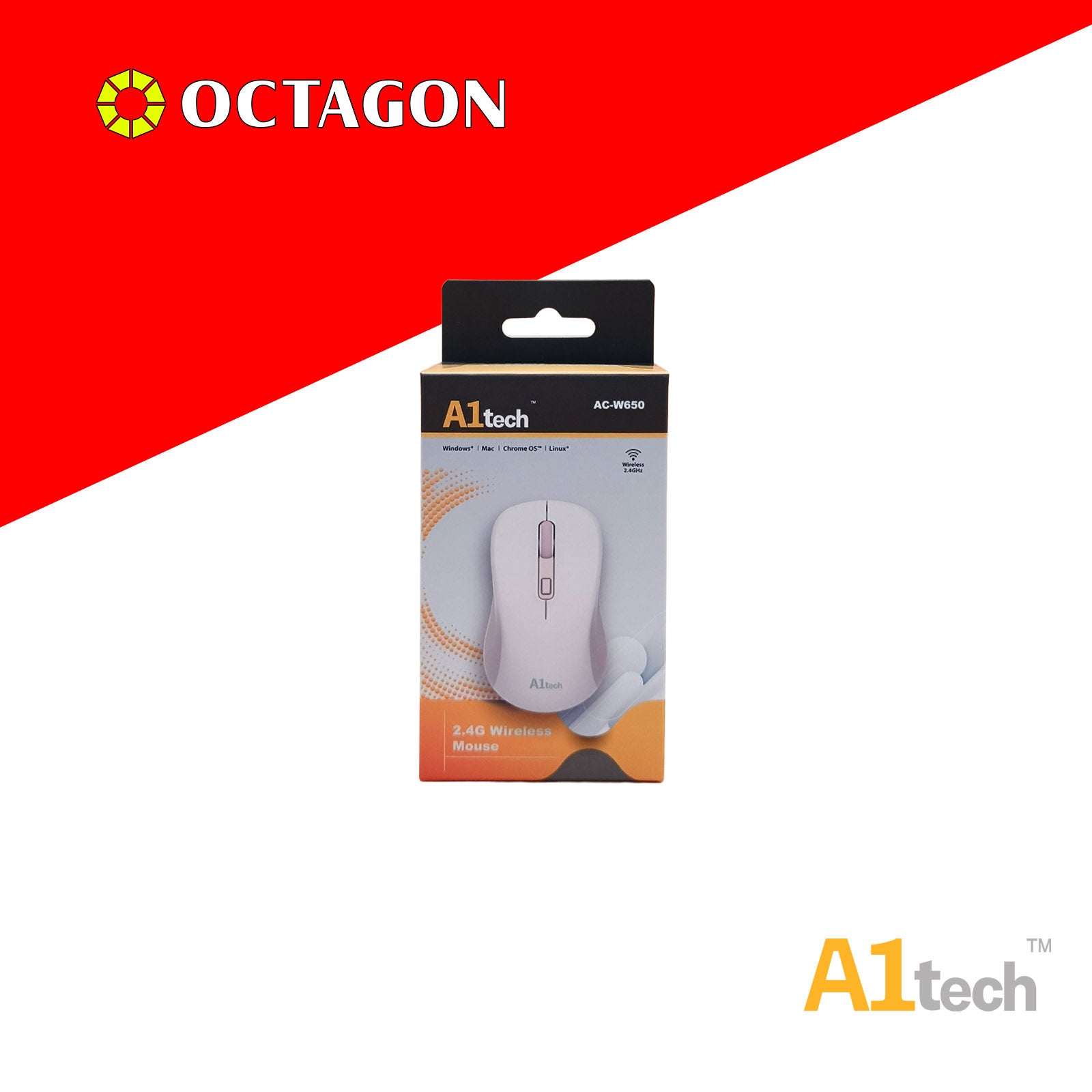 A1TECH AC-W650 2.4G WIRELESS MOUSE 1600 DPI WHITE GREY/PURPLE/PINK/GREY