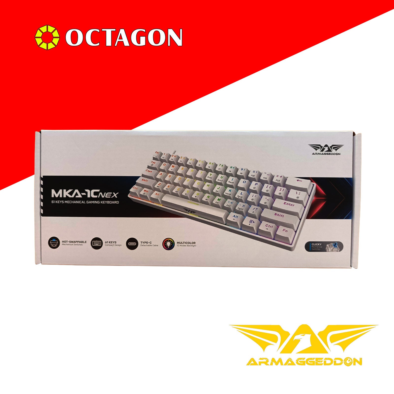 ARMAGGEDDON MKA-1C NEX (CLICKY) USB MECH KEYBOARD / 61 KEYS – Octagon ...
