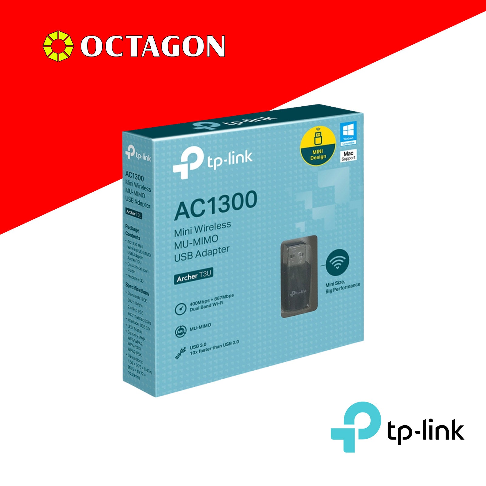TPLINK ARCHER T3U PLUS AC1300 WIRELESS DUAL BAND USB ADAPTER