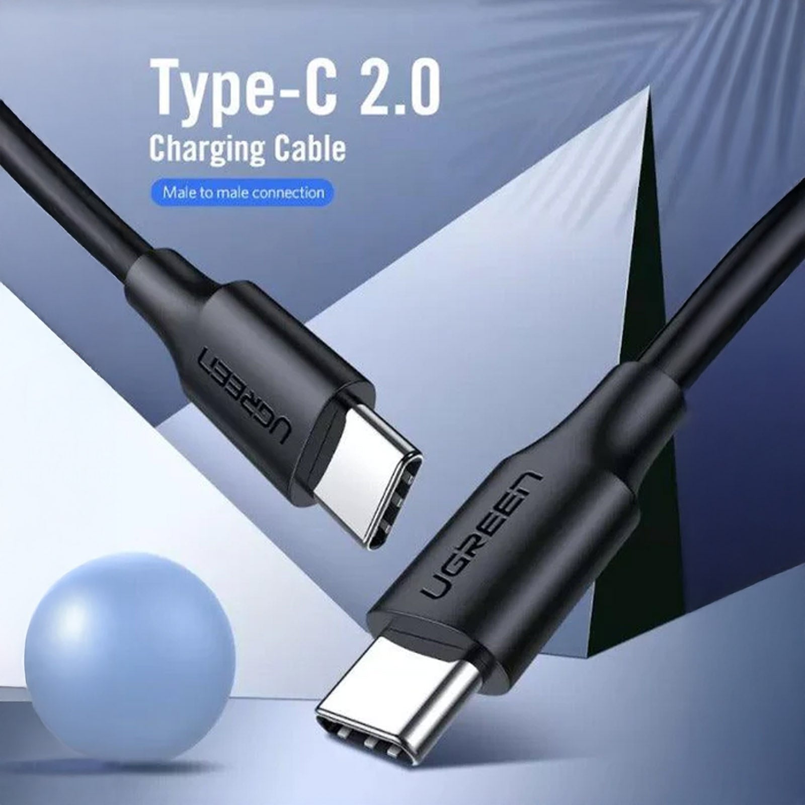 UGREEN US286/50997 TYPE C TO TYPE C 1M NICKEL PAINTING CABLE - BLACK
